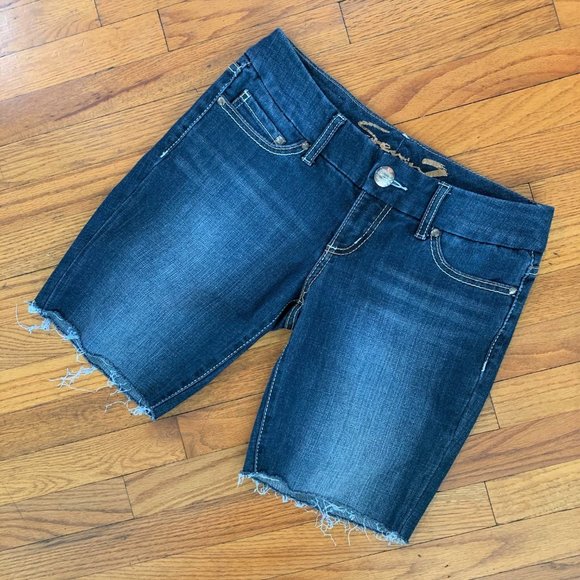 Seven7 Pants - Seven7 Rhinestone Embellished Cut Off Jeans Shorts